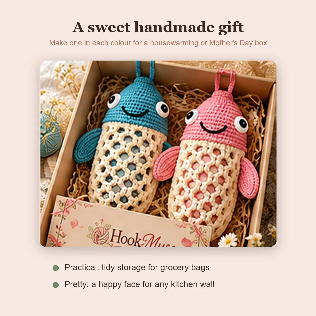 Smiling Fish Crochet Plastic Bag Holder – Free Pattern PDF – photo 3
