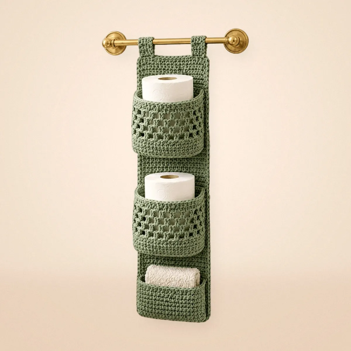Crochet Hanging Bathroom Organizer – Free Wall Pocket Pattern