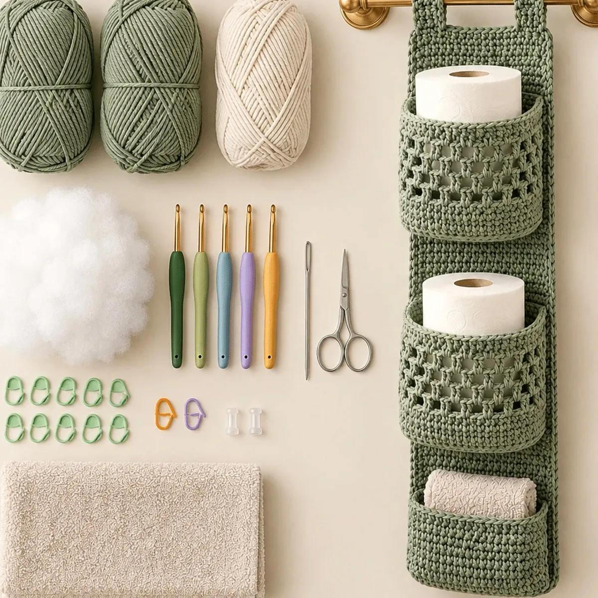 Crochet Hanging Bathroom Organizer – Free Wall Pocket Pattern – photo 5