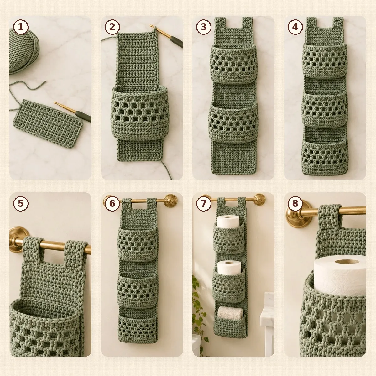 Crochet Hanging Bathroom Organizer – Free Wall Pocket Pattern – photo 4