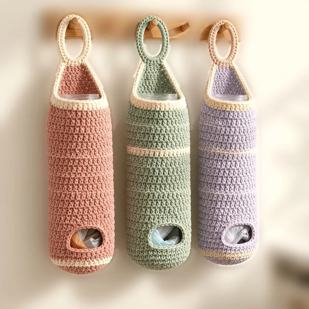 Easy Crochet Plastic Bag Holder – Free Pattern, Set of 3 – photo 3