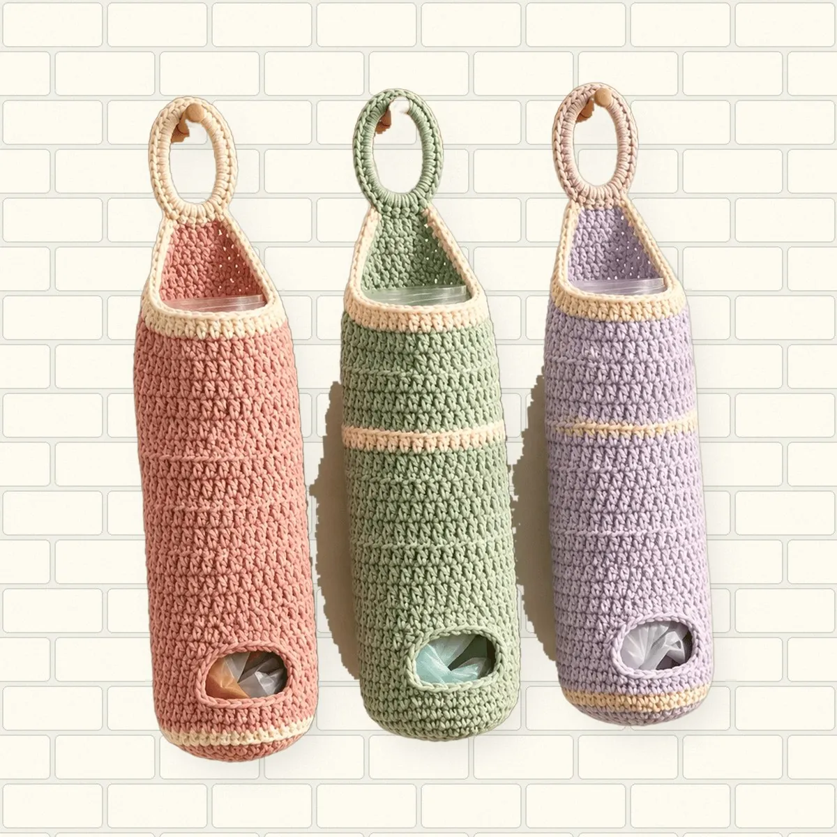 Easy Crochet Plastic Bag Holder – Free Pattern, Set of 3 – photo 7