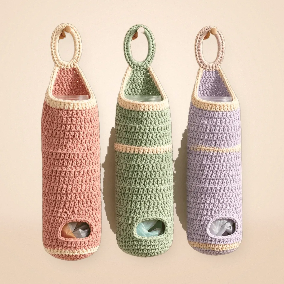 Easy Crochet Plastic Bag Holder – Free Pattern, Set of 3