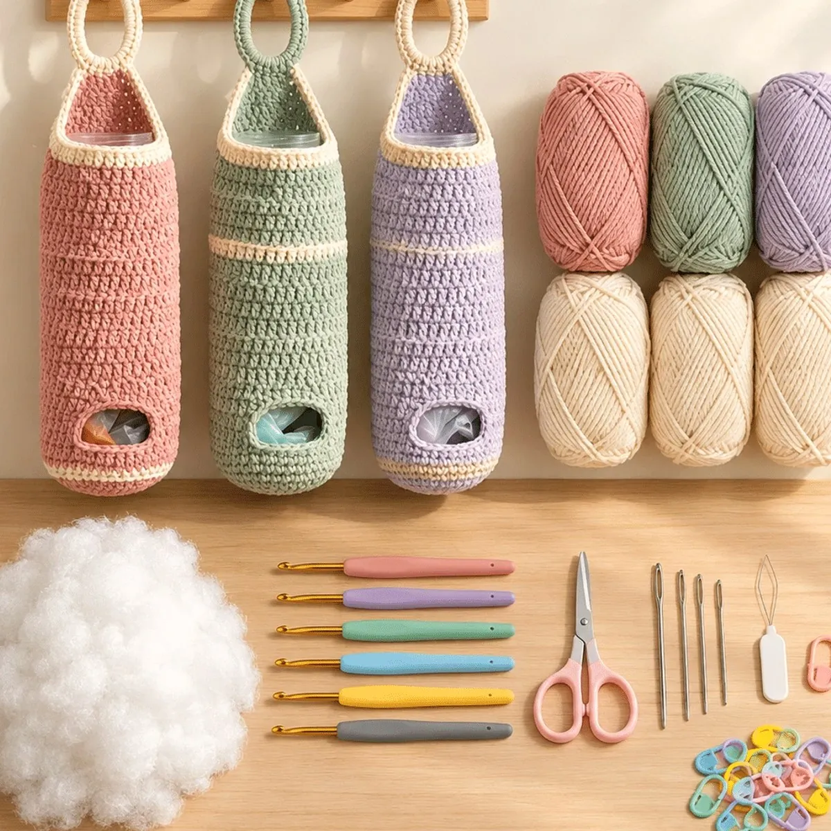 Easy Crochet Plastic Bag Holder – Free Pattern, Set of 3 – photo 5