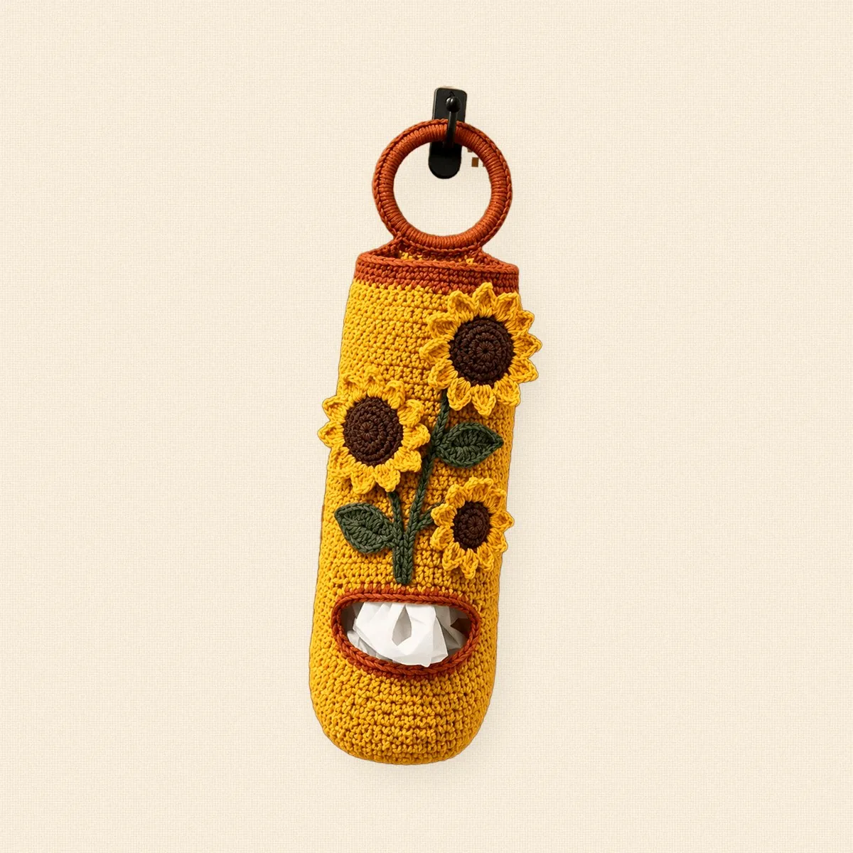 Sunflower Crochet Plastic Bag Holder – Free Pattern – photo 2