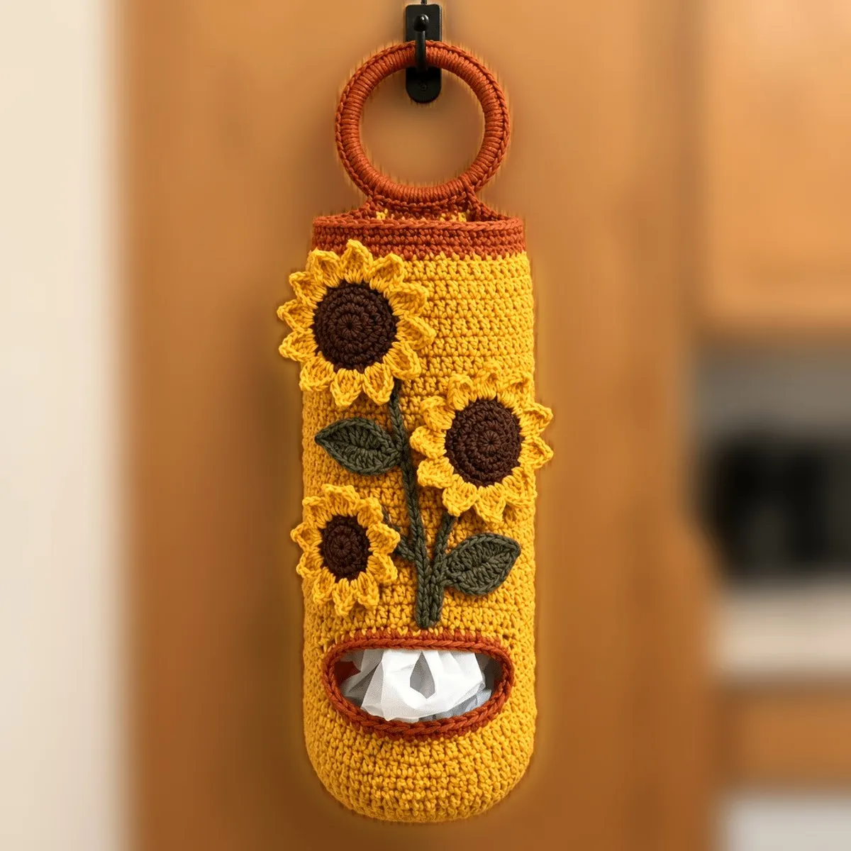 Sunflower Crochet Plastic Bag Holder – Free Pattern – photo 3
