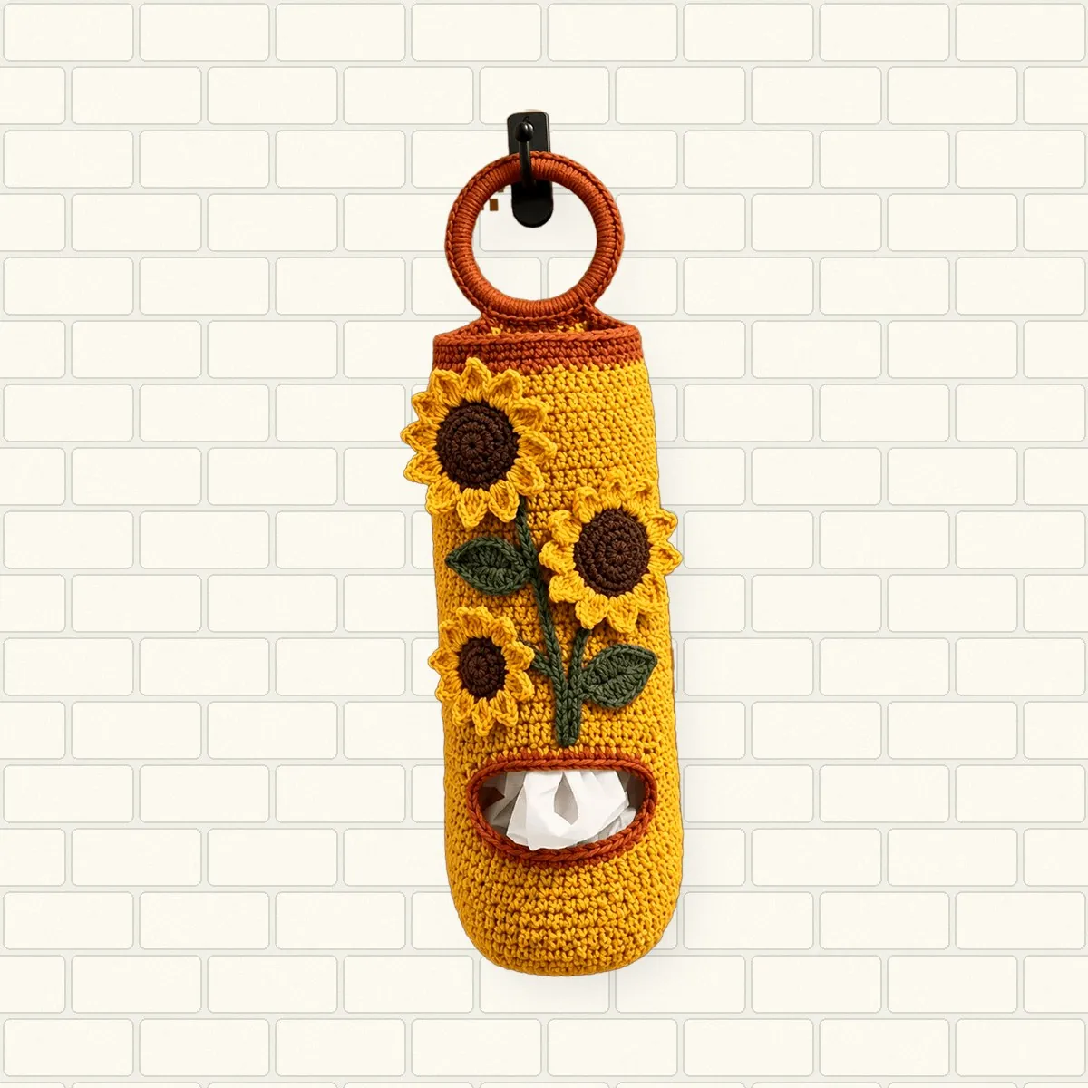 Sunflower Crochet Plastic Bag Holder – Free Pattern – photo 7