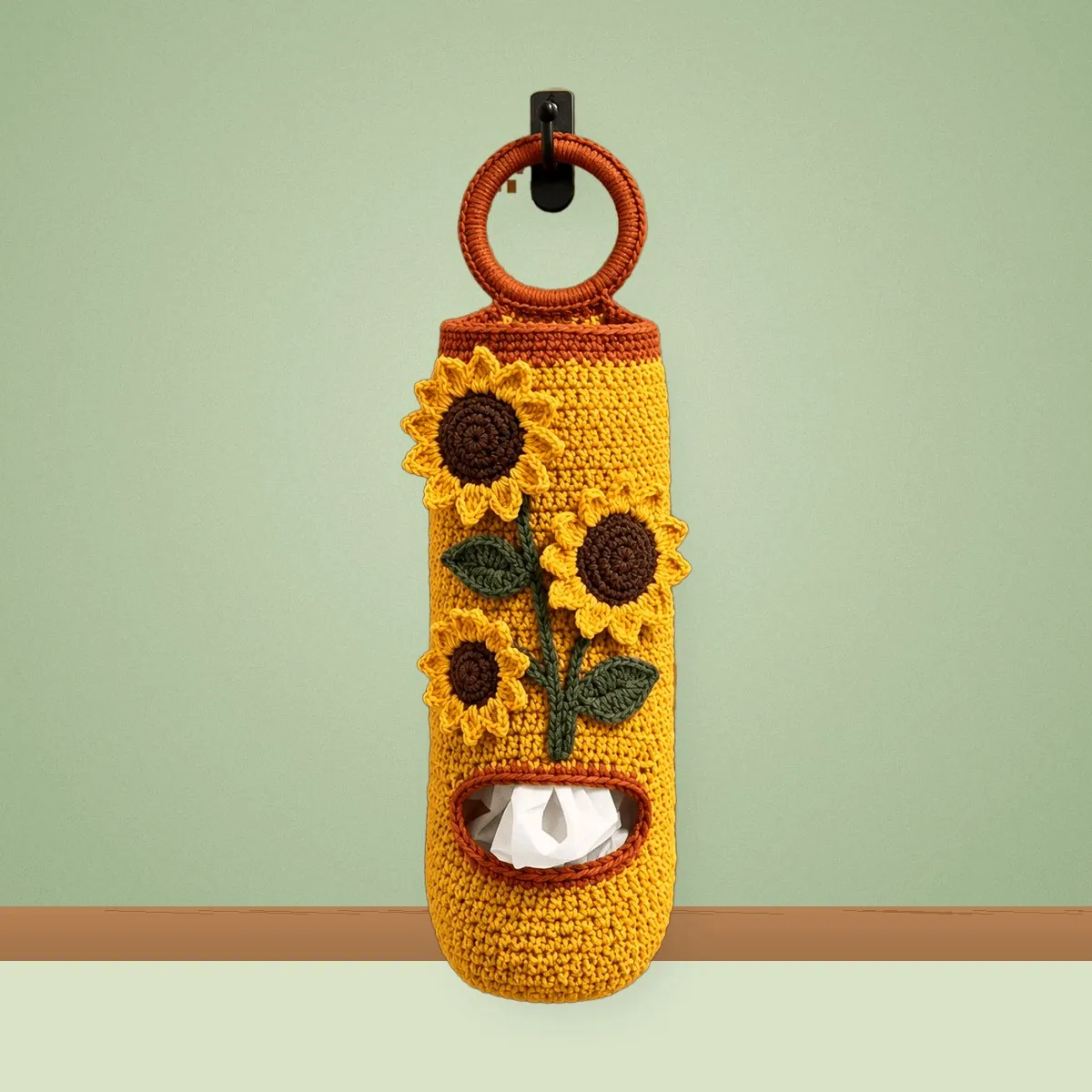 Sunflower Crochet Plastic Bag Holder – Free Pattern