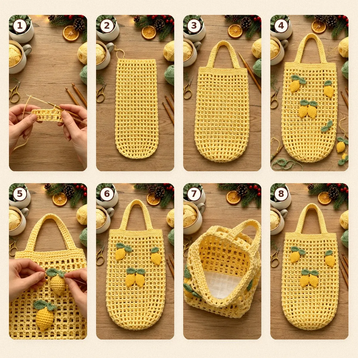 Crochet Lemon Grocery Bag Holder – Free Mesh Pattern – photo 4