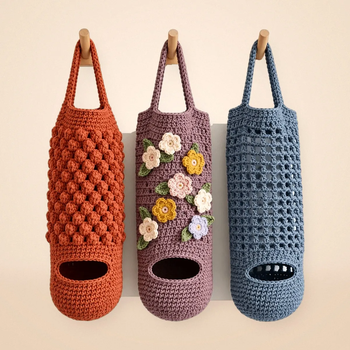Crochet Grocery Bag Holder Patterns: Sunflower & Daisy – Free
