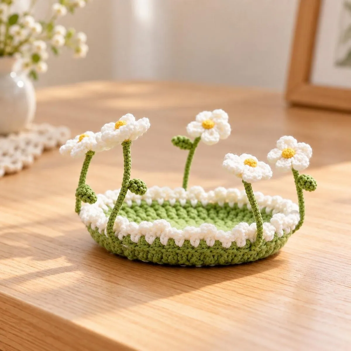 Crochet Flower Coaster Pattern – 3D Tulip, Daisy & Sunflower – photo 5
