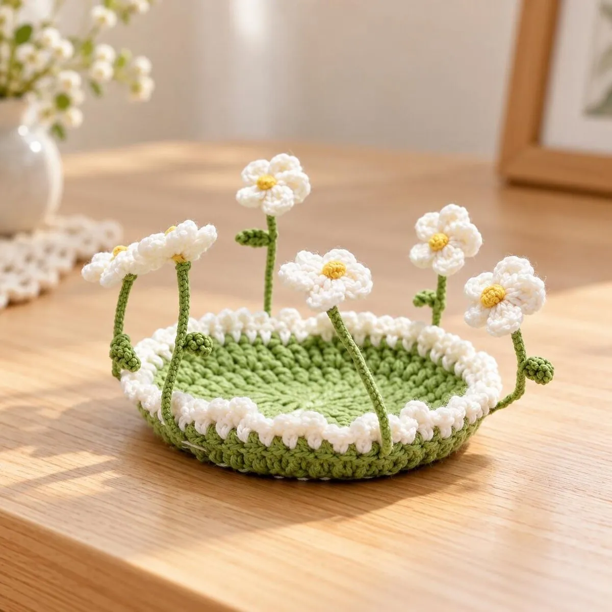 Crochet Flower Coaster Pattern – 3D Tulip, Daisy & Sunflower – photo 7