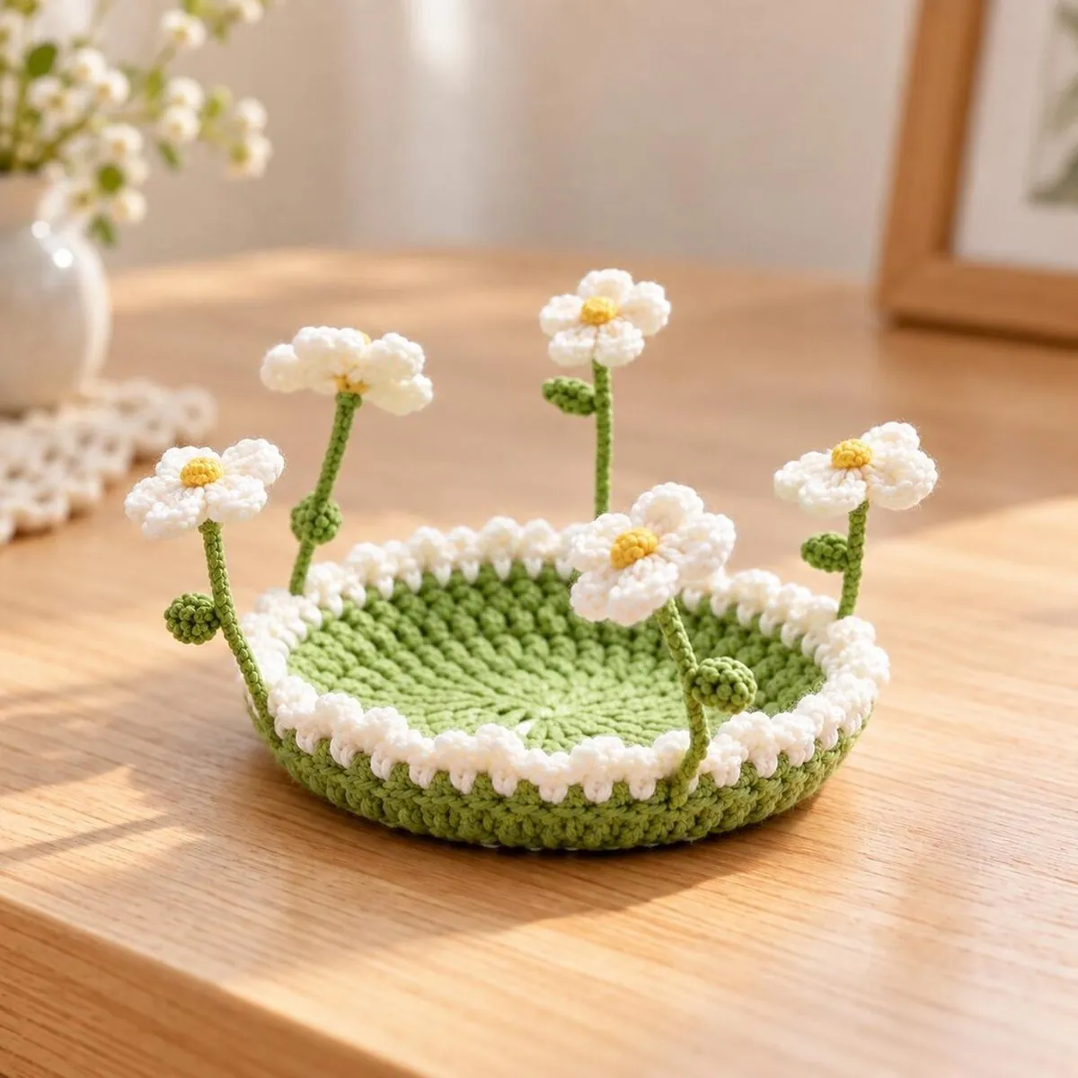 Crochet Flower Coaster Pattern – 3D Tulip, Daisy & Sunflower – photo 4