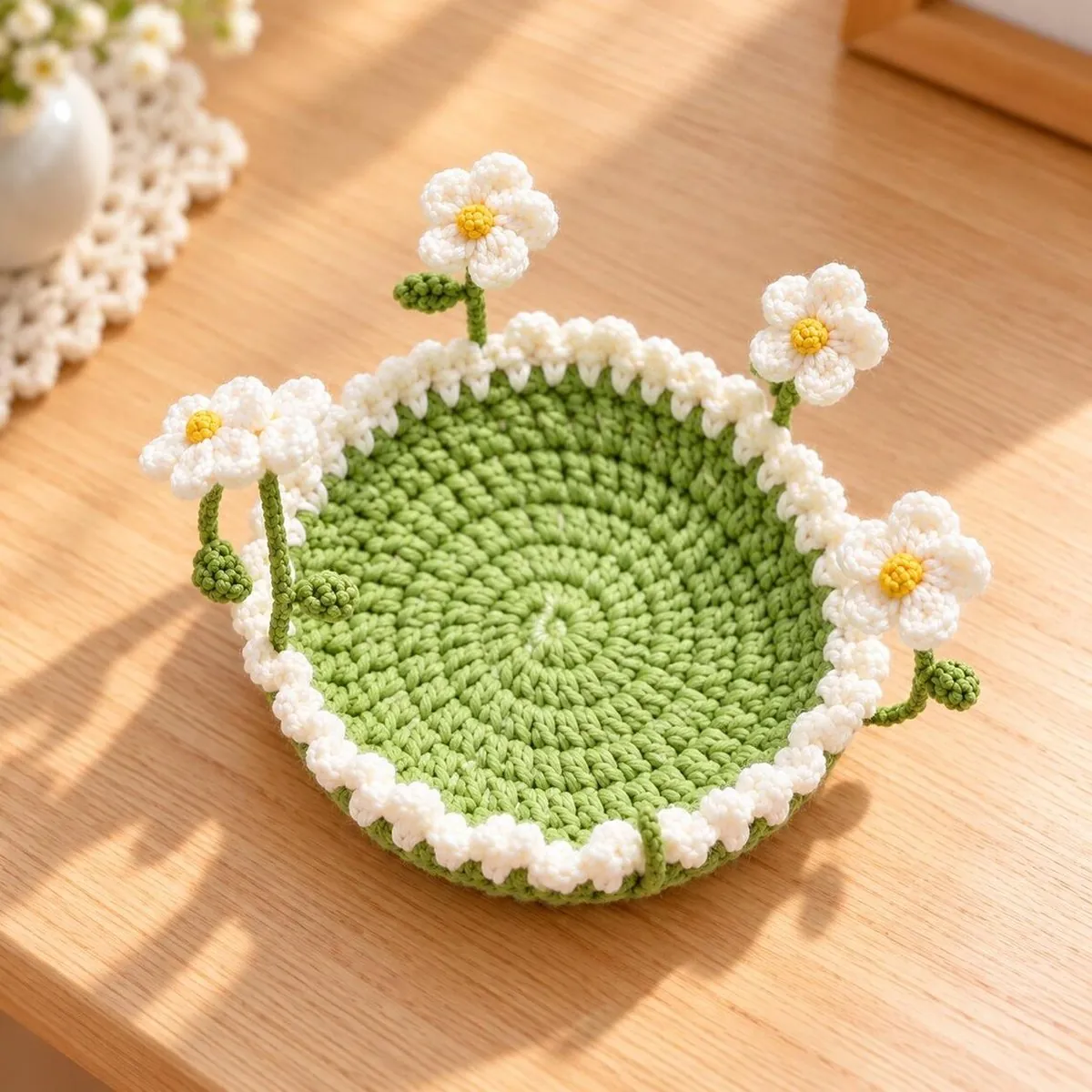 Crochet Flower Coaster Pattern – 3D Tulip, Daisy & Sunflower – photo 6