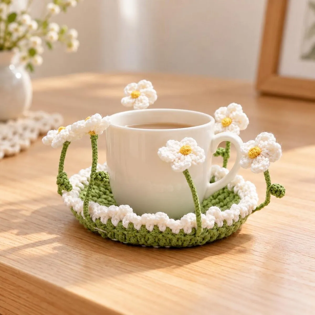 Crochet Flower Coaster Pattern – 3D Tulip, Daisy & Sunflower – photo 2