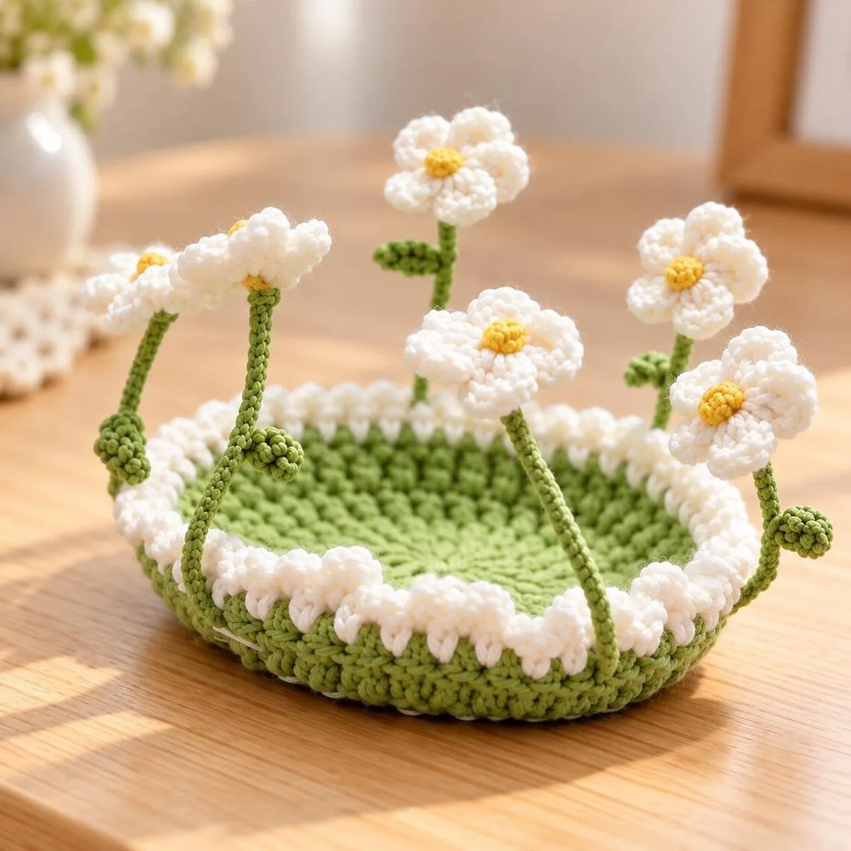 Crochet Flower Coaster Pattern – 3D Tulip, Daisy & Sunflower – photo 3